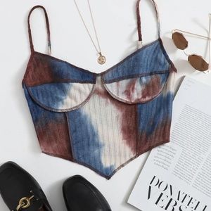 Cute tie die cropped tank top